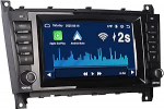 Autoraadio juhtmevaba CarPlay & Android Car, Linux s&uuml;steem, 2S Quick Start, OEM helikvaliteet, &uuml;hildub Mercedes C-klassi W203 CLK W209 G-klassi W463, IPS puuteekraaniga (metall)