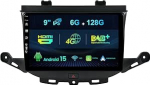 [6G + 128G] 9-tolline IPS autoraadio DAB+/4G/HDMI Android 14 Double DIN jaoks Opel Astra K/Buick Verano GS kaamera + mikrofonitoega roolijuhtimine 4G WiFi DAB Carplay BT5.0