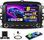 [6G + 128G] Inefala Android 15 autoraadio Fiat 500L 2013-2019 juhtmevaba Carplay Android autole, 9-tolline puuteekraaniga raadio GPS WiFi RDS/FM Bluetooth EQ SWC tagurduskaamera mikrofoniga
