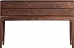 Console Table, Black Walnut Wood Entrance Table, Mid Century Modern Console with 4 Drawers, Side Table, Sofa Table, for Living Room, Entrance Area and Bedroom, Entrance Table (Medium)