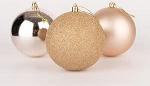 10cm/6tk Christmas Baubles Shatterproof Champagne Gold Christmas Tree Ornaments Ball Ornaments Baubles Christmas Decorations Holiday Decoration Shiny Matte Glitter