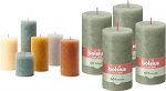 Bolsius Rustic Pillar Candles - Kinkekomplekt 6-st - P&otilde;hjamaine &otilde;hkkond - Pikk p&otilde;lemisaeg + bolsius Rustic Pillar Candles - Oliivroheline - Komplekt 4-st - P&otilde;lemisaeg 60 tundi - 13 x 7 cm.