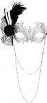 Flongo Feather Masquerade mask naistele: H&otilde;bedane Veneetsia reguleeritav poolmask, millel on topelt dekoratiivkett ja eemaldatavad suled kost&uuml;&uuml;mimask karnevali Halloweeni pidude jaoks.