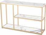 Entrance Table with 3-Tier Storage, 120 cm Console Sofa Table, Storage Space Behind Coffee Table, Metal Frame, Non-Removable (Gold 1)