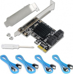 4-portiline PCIe SATA kaart - PCIe SATA adapter (6 Gbps) SATA 3.0 kontrolleri laienduskort madala profiiliga - &uuml;hildub 4 SATA 3.0 seadmega (SSD/HDD)