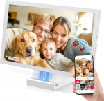 64 GB Frameo Digital Photo Frame 10.1 Inch WiFi, 5000 mAh Battery with Wireless Charge, HD IPS Touch Screen, Auto Rotation, Instant Photo and Video Transmission via FRAMEO App