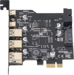 PCI Express 20Gbps 5-pordiline PCIe USB 3.2 Gen 2 kaart 10/11 kasutajale - must