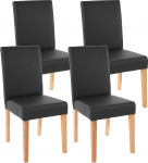 Littau Set of 4 Dining Chairs / Kitchen Chairs / Faux Leather / Matte Black / Light Legs