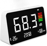 Dezibeli m&otilde;&otilde;tmise lauaarvuti LED-ekraaniga, 30 kuni 130 dB helitaseme m&otilde;&otilde;tja n&auml;itab m&uuml;ra, temperatuuri ja niiskust, m&uuml;ram&otilde;&otilde;tja koju, stuudiosse, tehasesse