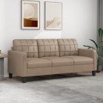 LAPOOH 3 Seater Sofa Cappuccino Brown 180 cm Faux Leather Sofa Living Room Youth Sofa Relax Sofa Sofas & Couches Sofa for Bedroom Youth Children's Room