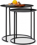 Relaxdays Set of 2 Round Side Tables for the Living Room, Elevated Edge, Steel Frame, HxD: 50x50 cm, Anthracite
