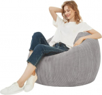 Bean Bag Cover Corduroy Bean Bag Cover Washable Soft Bean Bag (No Filler) for Kids Teens Boys and Girls (XXL, 120x120cm, Grey)
