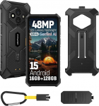 Ulefone RugKing 3 Pro Outdoor nutitelefon Android 15 AI vastupidav mobiiltelefon, 5700 mAh aku 16GB + 128GB/SD-2TB, Octa-Core 48MP 6.56 tolli 120Hz, 120LM Super Torch/3 kaardipesa/IP68/IP69K/OTG/NFC/GPS