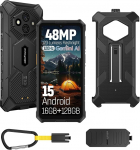 Ulefone RugKing 3 Pro vastupidav nutitelefon, 128GB/2TB TF, Android 15 Armor nutitelefon, 48MP veekindel kaamera, 6,5-tolline SIM-vaba ja lukustamata mobiiltelefon, 4G 3 kaardipesa, 5700mAh dokilaadija, NFC