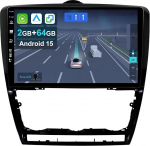 KEC 10.1-tolline [2+64G] Android 15 autoraadio Skoda Octavia II 2 1Z 2004-2013 juhtmevaba Apple CarPlay Android auto peeglilink GPS navigatsiooniga Bluetooth 5.0 WiFi USB Navi FM + tagurduskaamera