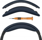 Geekria Proteiinist nahast peapael, mis &uuml;hildub Bose SoundLink AE2 QC25 k&otilde;rvaklappidega asendusrihmade remondiosa (sinine)