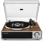 ONE-Q Vinyl Record Player, All-in-One HiFi plaadim&auml;ngija koos sisseehitatud k&otilde;larid, Bluetooth 5.4, Phono Preamp, Magnetic Cartridge AT-3600L, 33/45 RPM, kaks kiirust