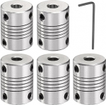 sourcing map 5pcs Aluminum Alloy Shaft Coupler 6mm to 6.35mm Flexible Coupling Motor Connector Stepper Motor Coupler for CNC Machine and 3D Printer (L25xD19)