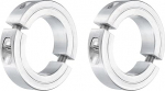 sourcing map 2 Pieces Double Split Clamp Clamp, Clamping Rings for 1.5" Shank, Two Piece Clamp Collar 2-1/2" OD, 9/16" Thickness, Aluminum Alloy Set Screw Split Collar Clamp
