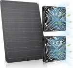 Gerbala p&auml;ikeseventilaator, 15 W p&auml;ikesepaneel kahekordse ventilaatoriga, ilmastikukindel, sisse- ja v&auml;ljavoolu funktsioon, DC p&auml;ikeseventilaator kasvuhoonele, kanala, kuurile, lemmikloomade majale