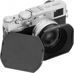 JJC metallist ristk&uuml;likukujuline objektiivikaitsekork 49 mm adapterr&otilde;ngaga Fujifilm X100VI X100V X100F X100T X100S X100 X100 X70 koos diapositiiviga (must)