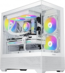 SAMA V40 Mid-Tower ATX korpus - 6&times;120mm ARGB PWM ventilaator eelpaigaldatud, topelt karastatud klaaspaneelid, kahe kambri disain, USB 3.1 Type-C, 7 pesa, toetab ATX/mATX/ITX GPUsid, valge