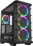 Nfortec - DRACO X Mid Tower (ATX) Gaming PC korpus, 4x 120mm PWM ARGB ventilaatoritega, ARGB kontroller, karastatud klaas ees ja k&uuml;ljel, must