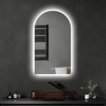 Vannitoa peegel koos valgustusega, 40 x 70 cm, kumer LED vannitoa peegel, vannitoa peegel koos uduvastusega, puutetundlik l&uuml;liti, timmitav, 3 valgusv&auml;rvi, uduvastane, LED peegel vannitoa jaoks vannituba
