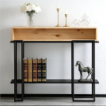 Konsolentisch Schmal mit Stauraum Flurtisch Console Table Beistelltisch f&uuml;r Wohnzimmer Eingang Flur Schlafzimmer(Wood Color,100cm/39.4in)