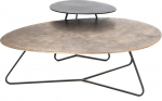 Couchtisch Set Sena Aluminium Bronze Schwarz Eisengestell 121x75x38 60x40x48 cm, Masse:121 cm X 75 cm + 60 cm X 40 cm