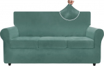 ZNSAYOTX Luxus-Samt-Couchbezug, 4-teilig, Stretch-Sofabez&uuml;ge f&uuml;r 3 Kissen, Couch, dick, weicher Spandex-Sofabez&uuml;ge, Wohnzimmer, rutschfest, Hundem&ouml;belschutz (Erbsgr&uuml;n), 180,3 cm - 231,1 cm (3 Kissen)