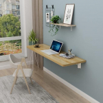 Klappbarer Wandtisch f&uuml;r kleine R&auml;ume, Eiche, 80 x 30 cm, Schreibtisch mit hochklappbarem Design
