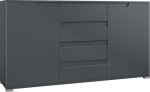 Vladon Sylt V1 Sideboard, kapp 2 ukse ja 4 sahtliga, korpus - antratsiitmatt/front ja riiul - antratsiitmatt (138,5 x 75,5 x 35 cm)