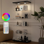 Aplancee 5-korruseline klaasist vitriinkapp RGB LED-valgustusega 188 x 36 x 80 cm seisev vitriinkapp must topeltuksega lukustatav 5 riiuliga vitriinkapp suur kollektsion&auml;&auml;ride vitriinkapp raamatutele veinile