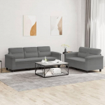 3202340 2-osaline diivanikomplekt padjadega tumehall mikrokiust kangas, Lounge diivan, diivanid ja diivanid, Relax diivan, diivan elutuppa, diivan koos - 3202340