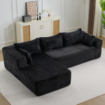 Nurgadiivan L-kujuline diivan 3 padjaga, diivanvoodi magamisfunktsiooniga, Cord Modular koos diivaniga, k&auml;etoedega, kombineeritav, kokkupanekuvaba, elutuppa, 279 x 179 x 82 cm (must)
