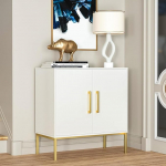 JOZZBY Aufbewahrungsschrank mit 2 T&uuml;ren - Freistehender Schrank, Modernes Sideboard aus Holz mit verstellbaren Ablagen, Wei&szlig;e Seitenschr&auml;nke f&uuml;r Schlafzimmer, Wohnzimmer, K&uuml;che, B&uuml;ro und Flur