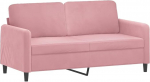 vidaXL diivan 2-kohaline, Lounge diivan diivan koos k&auml;etugede seljapatjadega, elutoa diivan disain diivan metallist raamiga, istumis m&ouml;&ouml;bel kahe istekohaga, roosa sametiga