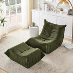 Laisk diivan koos seljatoe ja jalahoobiga, lamamistool, pehme Teddy Fur Bean Bag Floor Reading Chair, mugav &uuml;hekorruseline diivan elutuppa, magamistuppa, &otilde;ppetuppa, korterisse, roheline