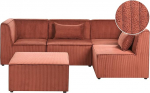 Beliani Modulsofa mit Ottomane Cord Goldbraun 4-Sitzer Links modernes Design Lemvig
