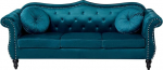 Beliani 3-kohaline diivan Velvet Teal polsterdatud teepruuniga koos padjadega Luksuslik Chesterfield Style Skien