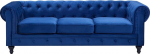 Beliani Classic Chesterfield diivan Button Tufted 3 istekohaga sametist pol&uuml;estrist sinine Chesterfield