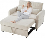 BTM diivanvoodi koos unefunktsiooniga, 2-kohaline diivanvoodi linasest diivanvoodist, pikendatav reguleeritav seljatugi v&auml;ikestesse ruumidesse, beež