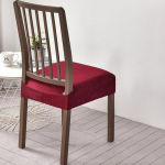Samt Stuhlhussen 2er 4er 6er Set,Stuhlbezug Stuhl&uuml;berzug Esszimmerst&uuml;hle Bezug Universale Elastische Hussen Waschbar Abnehmba F&uuml;r Hotel, Bankett, B&uuml;ro, Partys Deko(Burgund,Set of 6)