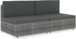 Modulares Mittelsofa Poly Rattan Schwarz PE Rattan M&ouml;bel Outdoor Diivan 2-TLG. Garten Lounge komplekt