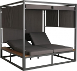 Mendler Alumiinium Lounge Garden Lounger HWC-M63, p&auml;ikesevoodi Bali Lounger V&auml;livoodi p&auml;evavoodi, 10 cm padi 200 cm, tumehall