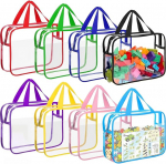 Transparente Spielzeug-Aufbewahrungsbeutel mit Griff, 30 x 21 cm, Spielzeug-Organisationstaschen mit Rei&szlig;verschluss, wasserdicht, PVC, transparente Taschen f&uuml;r Reisen, wiederverwendbar