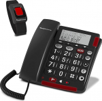 Amplicomms BigTel 50 Alarm Plus juhtmega suur nuputelefon koos SOS-nupu ja h&auml;daolukorra randmepaelaga, eriti valju kuuldeaparaadiga &uuml;hilduv