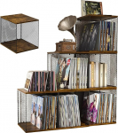 2 Cube Vinyl Record Storage Box, DIY Stackable 12-tolline plaadiriiul 80-110 plaadi jaoks, albumi hoiukast, looduslik puit, sobib magamistuppa, elutuppa jne.