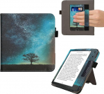 kwmobile Flip Cover &uuml;hilduv Kobo Kobo Libra Colour / Tolino Vision Colour - &uuml;mbris koos k&auml;erihmaga Galaxy Tree Meadow Blue Grey Black